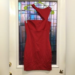 Lulus Red asymmetrical shoulder dress